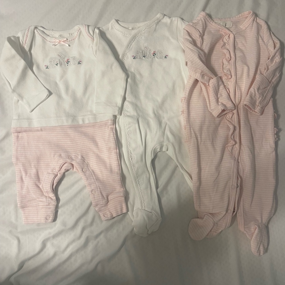 Soft Pink and White Footies One Piece